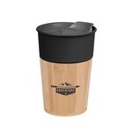 10 Oz. Ceramic Tumbler With Bamboo Base - Black