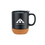 12 Oz. Mug with Cork Base and Lid - Black