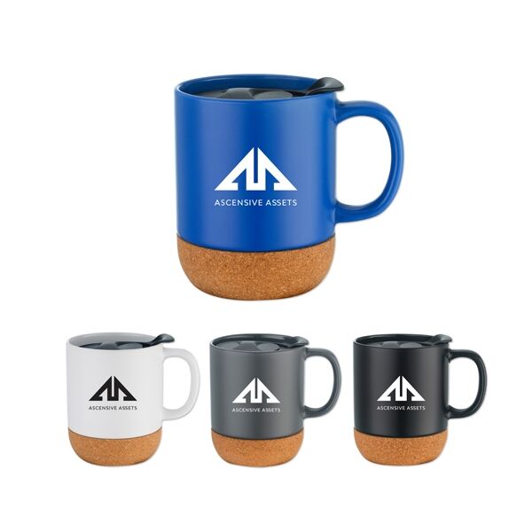 Main Product Image for 12 Oz Mug With Cork Base And Lid - Screen Print