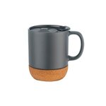 12 Oz. Mug with Cork Base and Lid - Screen Print - Gray