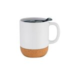 12 Oz. Mug with Cork Base and Lid - Screen Print - White