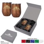 12 Oz. Woodgrain Alexander Stemless Wine Cup Gift Set -  