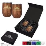 12 Oz. Woodgrain Alexander Stemless Wine Cup Gift Set -  