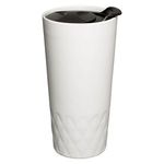 14 oz. Double Wall Ceramic Textured Tumbler - Glossy White