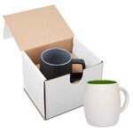 14 oz. Morning Show Barrel Mug in Individual Mailer - White-green-lime