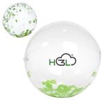 16" Green And White Confetti Filled Clear Beach Ball