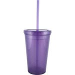 16 oz. "Bolero" Polypropylene Double Wall Plastic Tumbler - Translucent Purple