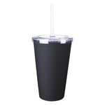 16 Oz. Newport Tumbler with Straw - Black/Clear