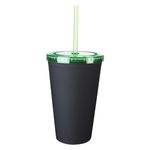 16 Oz. Newport Tumbler with Straw - Black/Green