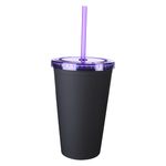 16 Oz. Newport Tumbler with Straw - Black/Purple