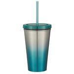 16 Oz. Stainless Steel Double Wall Chroma Tumbler With Straw -  