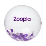 16" Purple and White Confetti Filled Clear Beach Ball