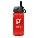 20 oz. Tritan Sports Bottle - Ring Straw Lid - Transparent Red