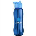 25 oz. Bottle with Collar - Flip Straw - Transparent Blue