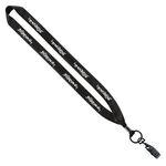 3/4" Polyester Lanyard with Metal Crimp & Bulldog Clip - Gray