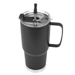 30 Oz. Lisbon Stainless Steel Tumbler With Straw - Black