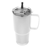 30 Oz. Lisbon Stainless Steel Tumbler With Straw - White