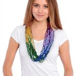 33" Rainbow (7mm) Segmented Mardi Gras Bead Necklace -  