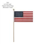 4" x 6" Hand Held USA Flag With 10" Wooden Pole -