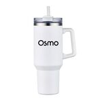 40 Oz. Stainless Steel Travel Mug with Handle and Straw -  