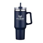 40 Oz. Stainless Steel Travel Mug with Handle and Straw -  