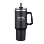 40 Oz. Stainless Steel Travel Mug with Handle and Straw -  