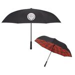 48" Arc Soho Tartan Inversion Umbrella - Red With Navy