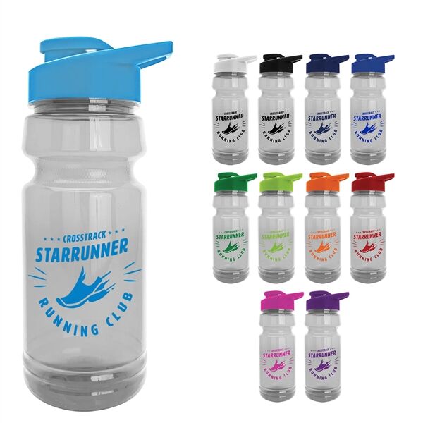 Main Product Image for Custom Trainer Clear Sports Bottles with Drink Thru Lid 24 oz