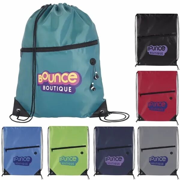 Main Product Image for Custom Printed Front Zip Drawstring Backpack