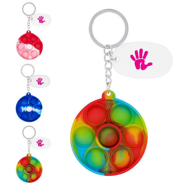 Main Product Image for Branded Push Pop Bubble Round Fidget Sensory Keychain