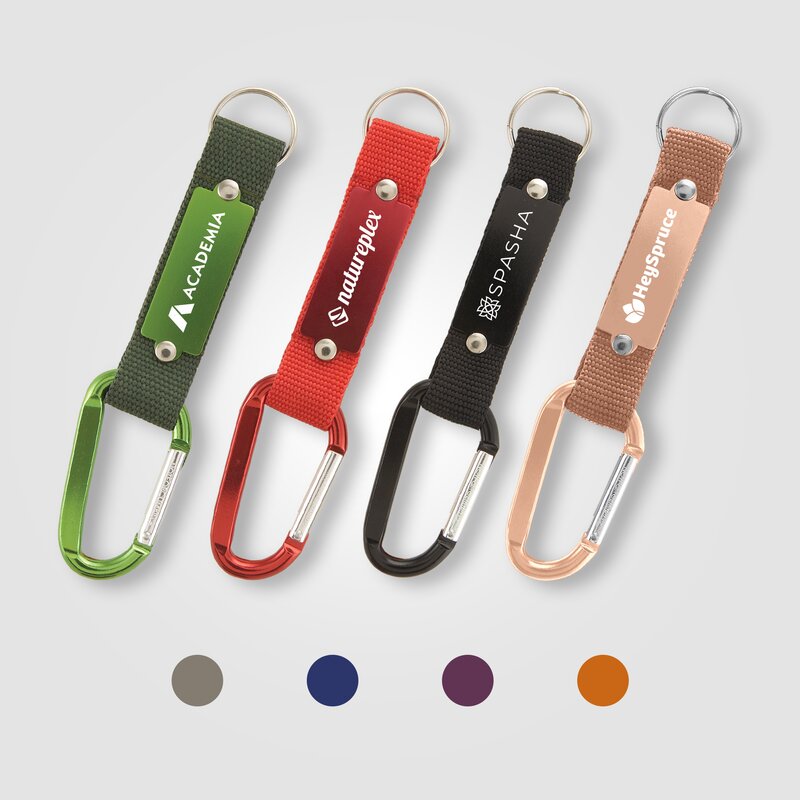 Main Product Image for Laser Engraved Strap Happy Carabiner Keychain