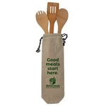 Buy Custom Printed Bamboo Utensils Holder with Cotton Tote