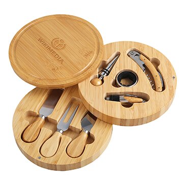 Main Product Image for Custom 8-Piece Swivel Top Bamboo Charcuterie Cheese Board Set