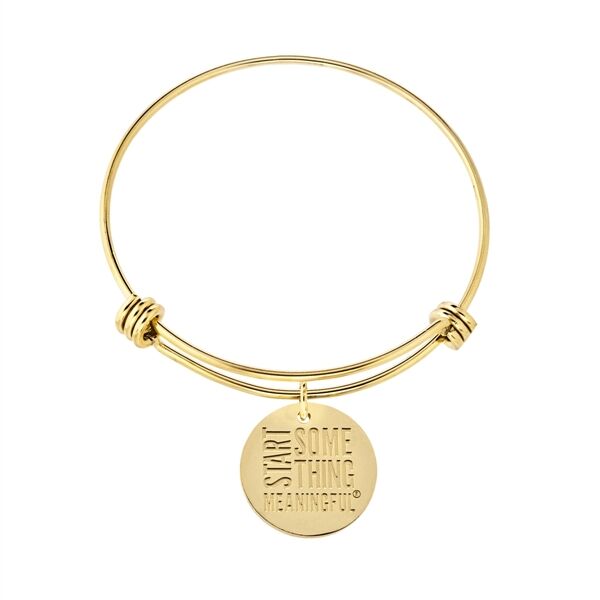 Main Product Image for Custom Printed Gold Wire Bangle Bracelet With Round Charm