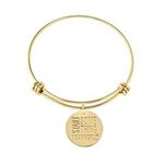 Buy Custom Printed Gold Wire Bangle Bracelet With Round Charm