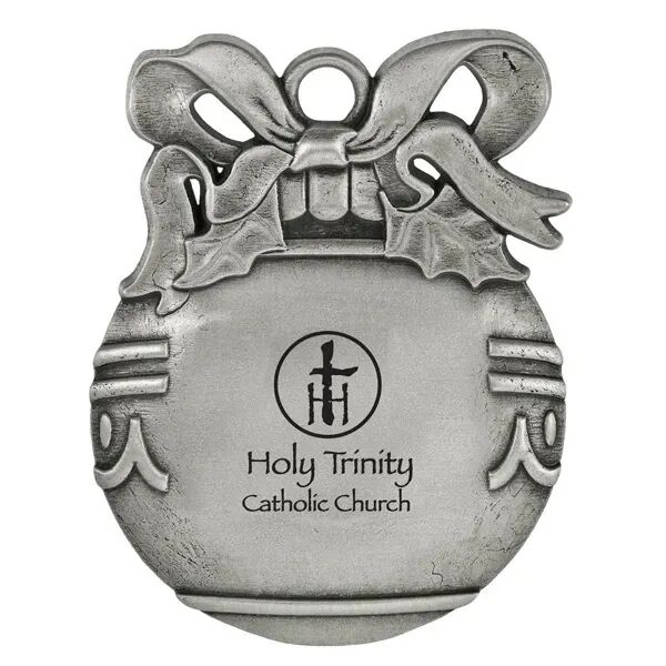 Main Product Image for Custom Printed Pewter Finish Cast Ball Shaped Ornament