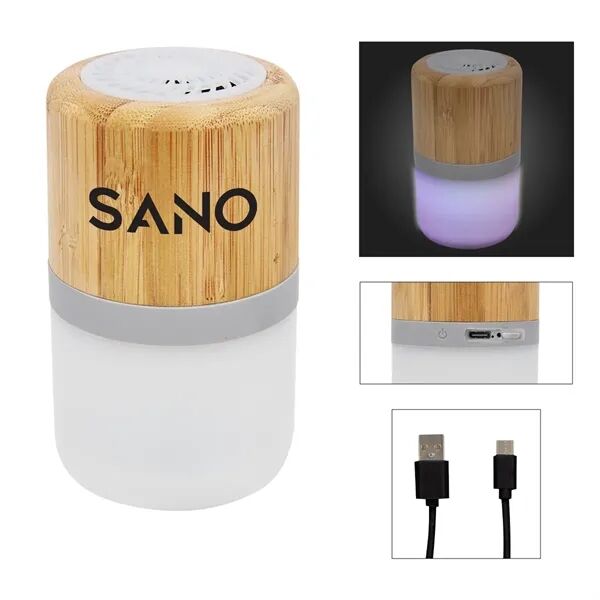 Main Product Image for Custom Printed Bamboo Wireless Light Up Speaker 2.0