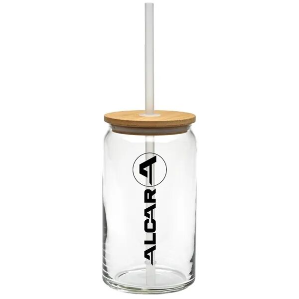 Main Product Image for Custom Printed Soda Can Glass with Bamboo Lid 16 Oz