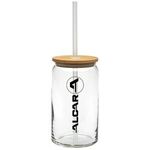 Buy Custom Printed Soda Can Glass with Bamboo Lid 16 Oz