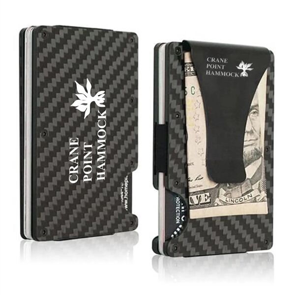 Main Product Image for Custom Printed RFID Carbon Fiber Wallet with Metal Money Clip