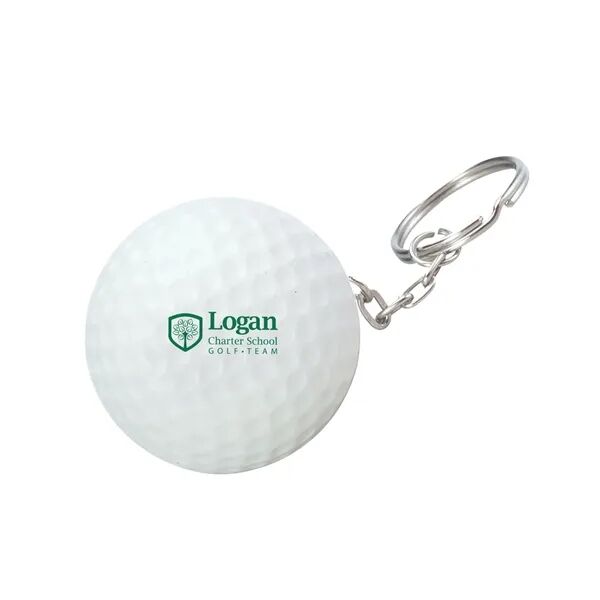 Main Product Image for Custom Printed Golf Ball Shape Stress Ball Keychain.