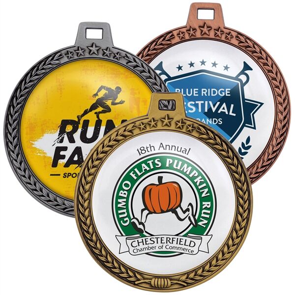 Main Product Image for Full Color Speed Medal 3D Wreath & Star Border 3"