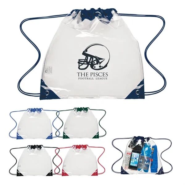 Main Product Image for Custom Printed Touchdown Clear EVA Drawstring Backpack