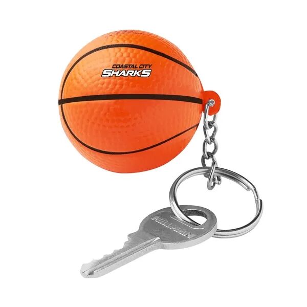 Main Product Image for Custom Printed Basketball Shape Stress Ball Keychain