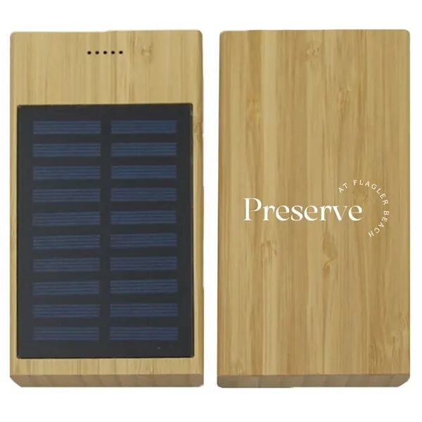 Main Product Image for Custom Printed 10,000 mAh Bamboo Solar Power Bank