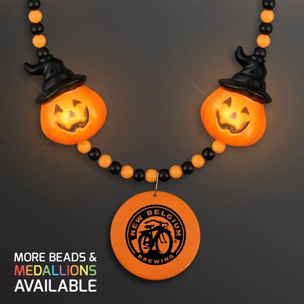 Main Product Image for Imprinted LED Hocus Pocus Pumpkins Beads with Medallion