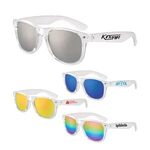 Buy Custom Printed Clear Iconic Frame Mirror Lens Sunglasses