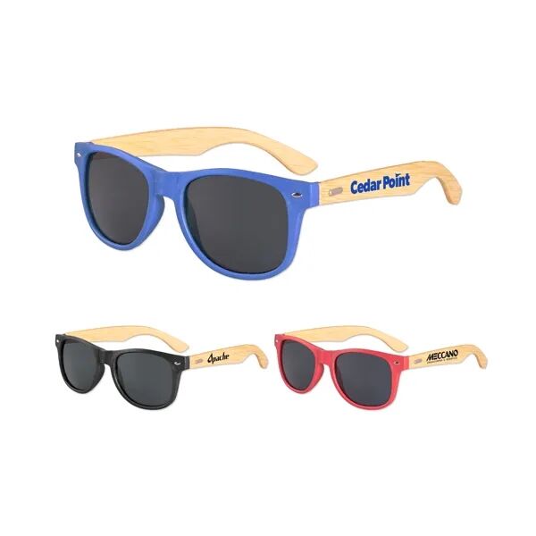 Main Product Image for Custom Printed Wheat Straw Frame Iconic Bamboo Arm Sunglasses