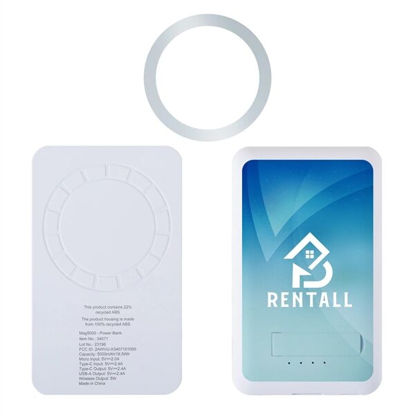 Main Product Image for Custom Printed Mag5000 Wireless Magnetic Power Bank