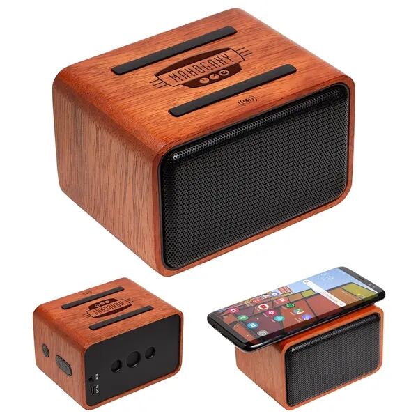 Main Product Image for Custom Mahogany Wireless Speaker with Wireless Charger